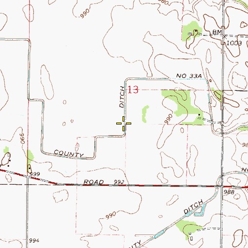 Topographic Map of County Ditch Number Thirtythree A, MN