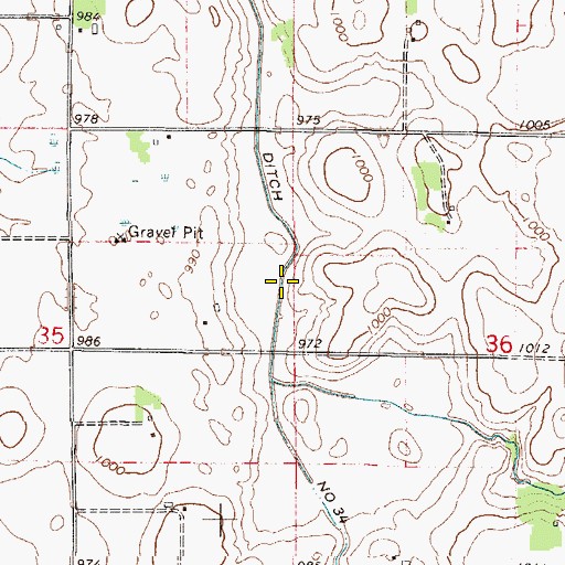 Topographic Map of County Ditch Number Thirtyfour, MN