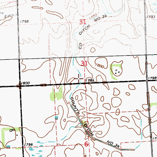 Topographic Map of County Ditch Number Thirtyfour, MN