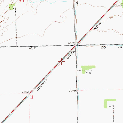 Topographic Map of County Ditch Number Four, MN