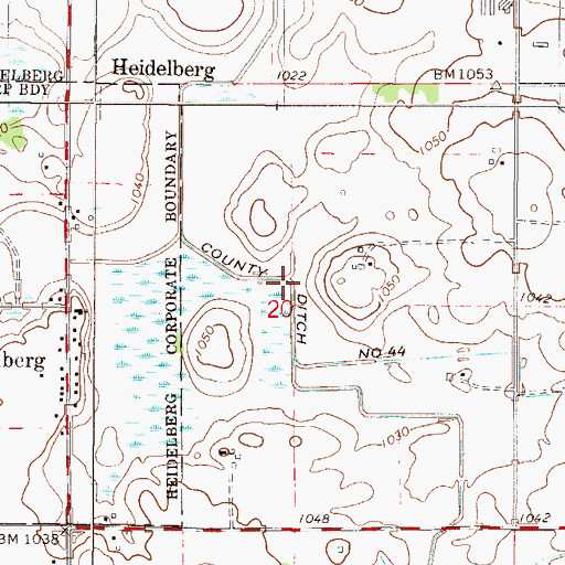Topographic Map of County Ditch Number Fortyfour, MN