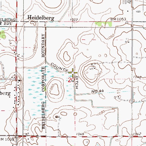 Topographic Map of County Ditch Number Fortyfour, MN