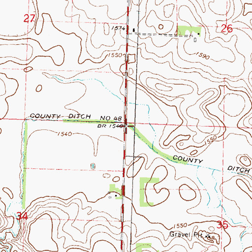 Topographic Map of County Ditch Number Fortyeight, MN