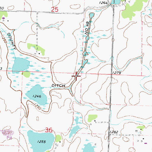 Topographic Map of County Ditch Number Fortynine, MN