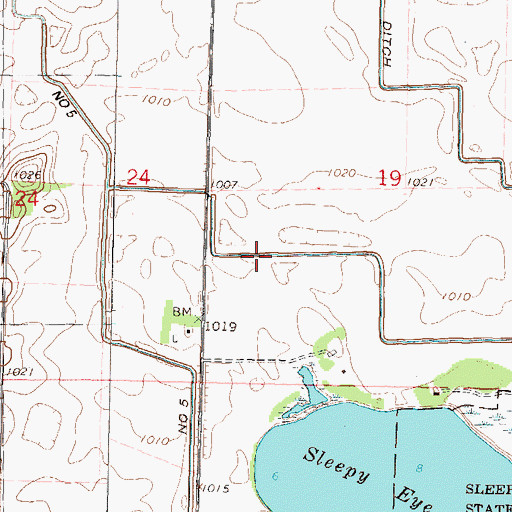 Topographic Map of County Ditch Number Five, MN