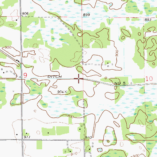 Topographic Map of County Ditch Number Five, MN