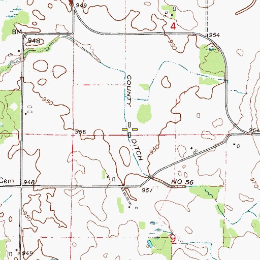 Topographic Map of County Ditch Number Fiftysix, MN