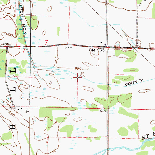 Topographic Map of County Ditch Number Six, MN