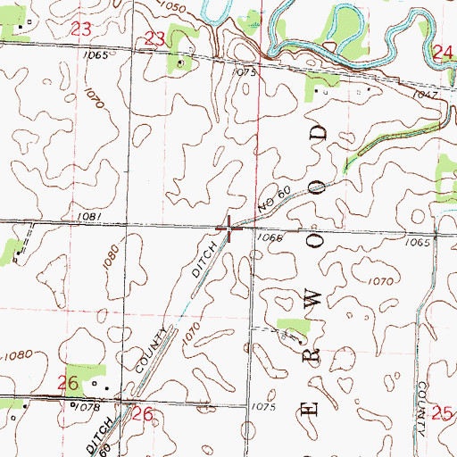 Topographic Map of County Ditch Number Sixty, MN