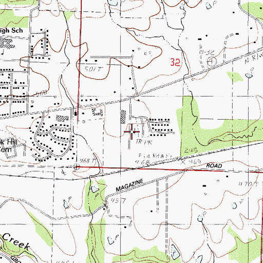 Topographic Map of Boneville Seventh Day Adventist Church, AR