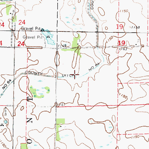 Topographic Map of County Ditch Number Sixtyfour, MN