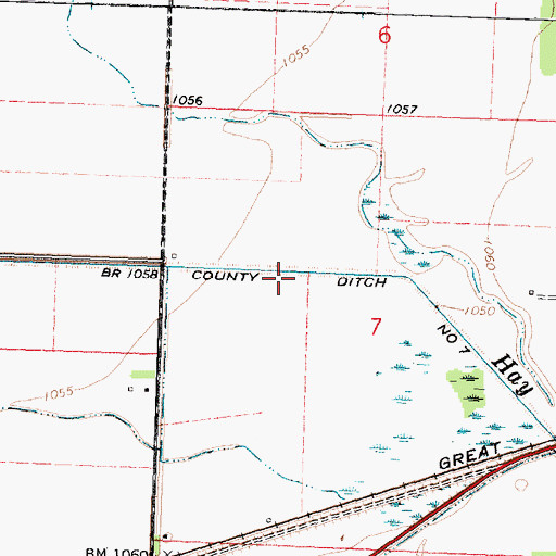 Topographic Map of County Ditch Number Seven, MN