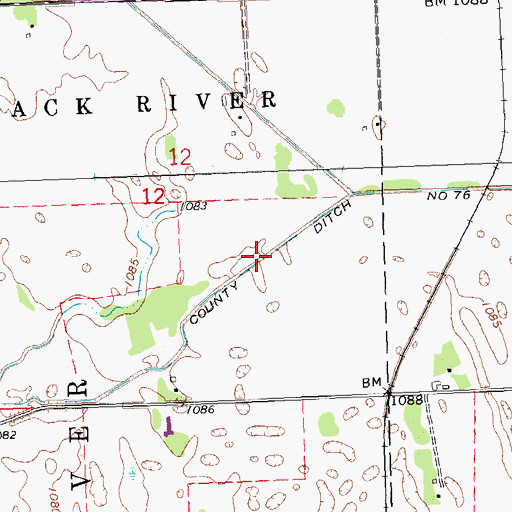 Topographic Map of County Ditch Number Seventysix, MN