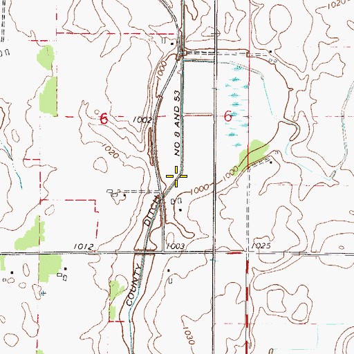 Topographic Map of County Ditch Number Eight and Fiftythree, MN