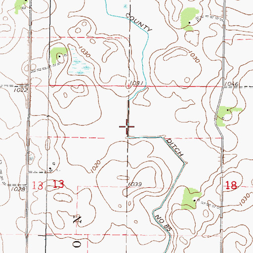 Topographic Map of County Ditch Number Eightyfive, MN