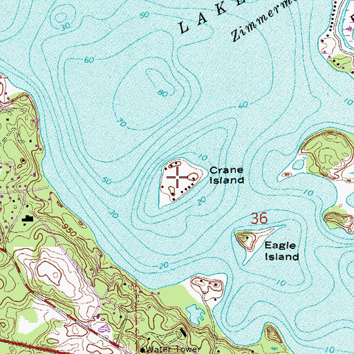 Topographic Map of Crane Island, MN