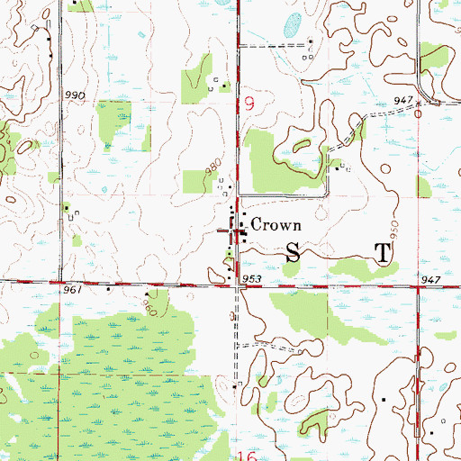 Topographic Map of Crown, MN