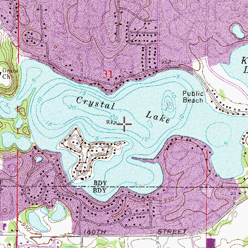 Topographic Map of Crystal Lake, MN