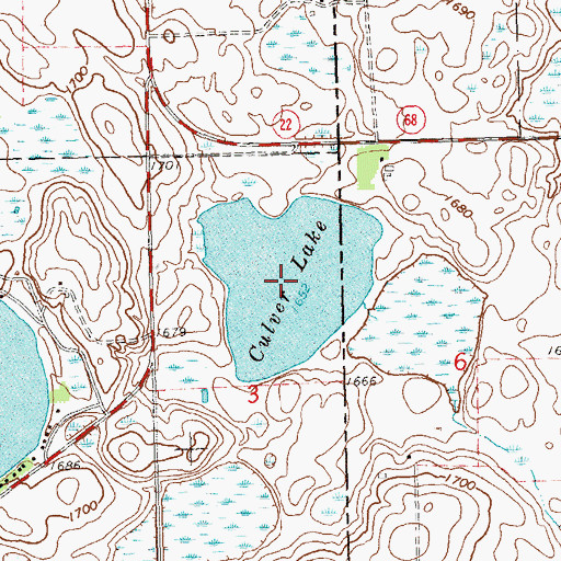 Topographic Map of Culver Lake, SD