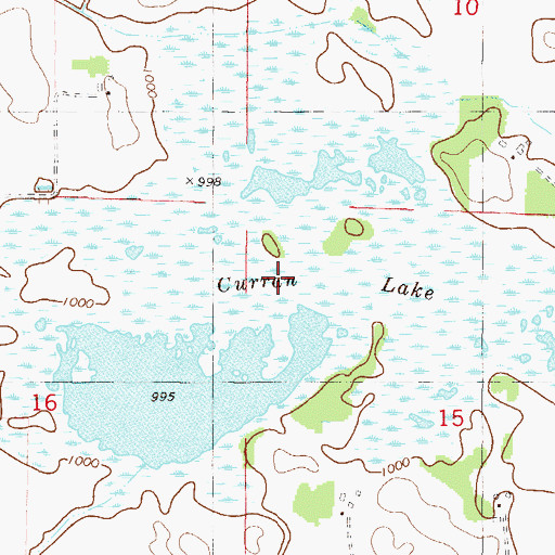 Topographic Map of Curran Lake, MN
