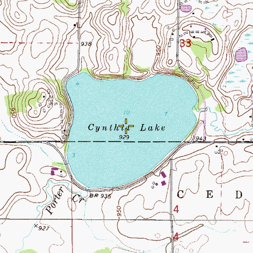 Topographic Map of Cynthia Lake, MN