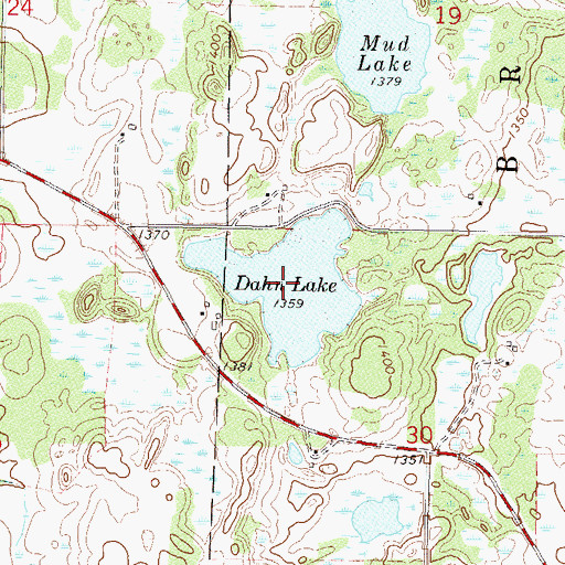Topographic Map of Dahn Lake, MN