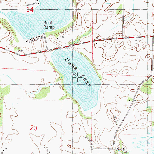 Topographic Map of Dans Lake, MN