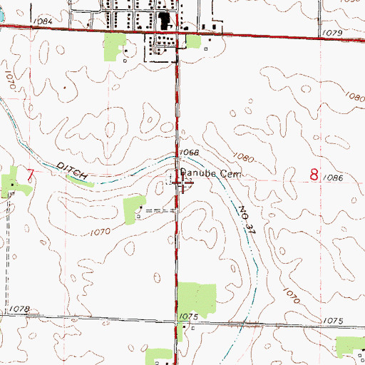 Topographic Map of Danube Cemetery, MN