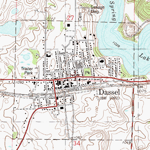 Topographic Map of Dassel, MN