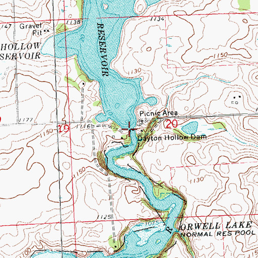 Topographic Map of Dayton Hollow Dam, MN