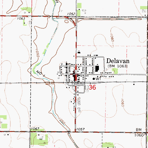 Topographic Map of Delavan, MN