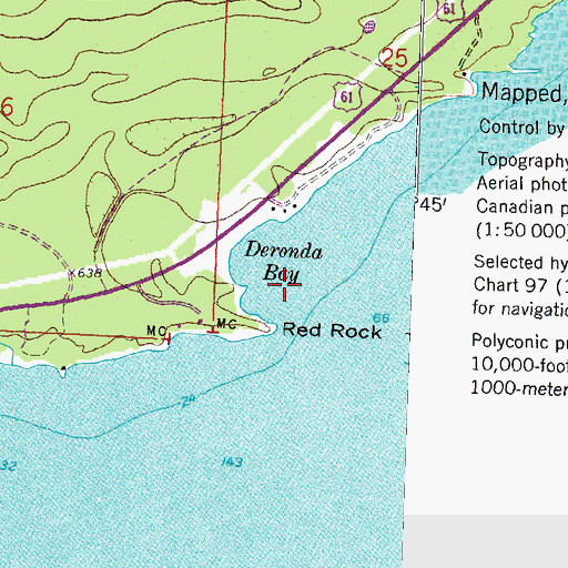 Topographic Map of Deronda Bay, MN