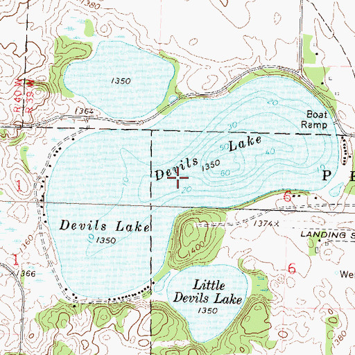 Topographic Map of Devils Lake, MN