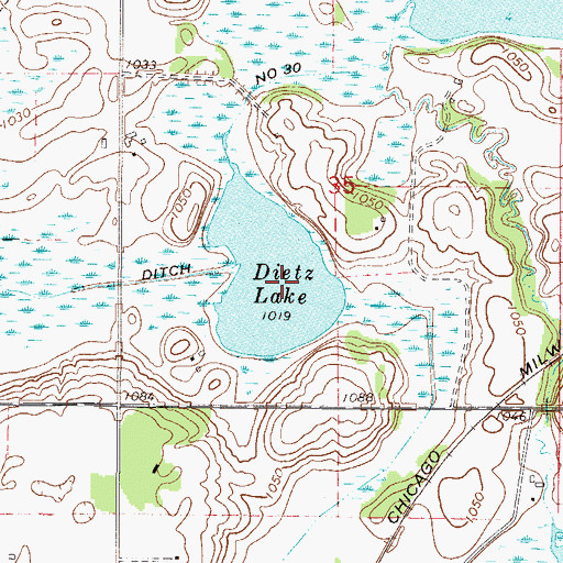Topographic Map of Dietz Lake, MN