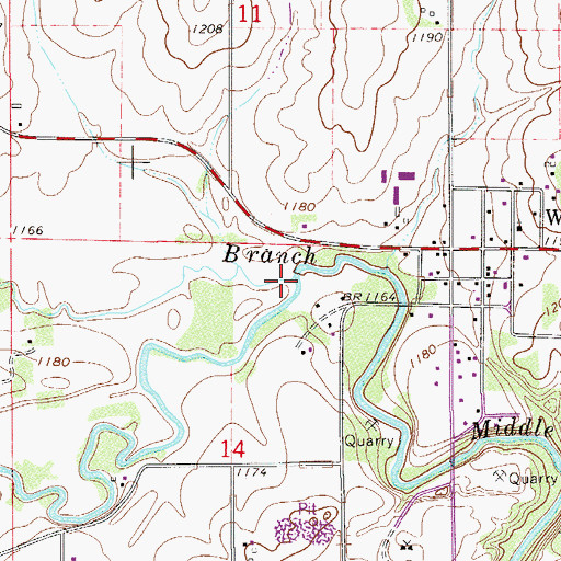 Topographic Map of Dodge Center Creek, MN