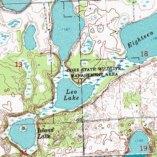 Topographic Map of Dorr State Wildlife Management Area, MN