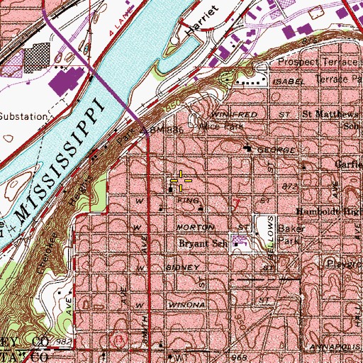 Topographic Map of Douglas School, MN