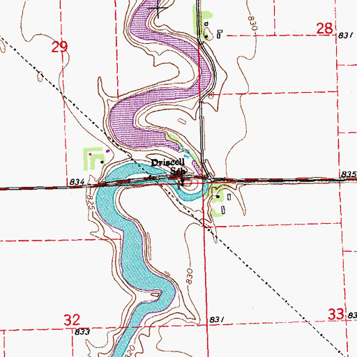 Topographic Map of Driscoll School, MN