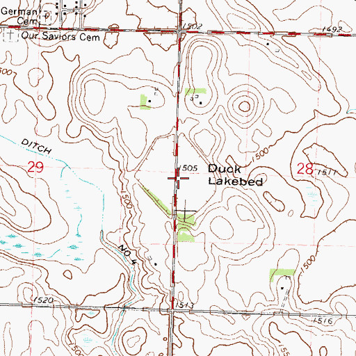 Topographic Map of Duck Lakebed, MN
