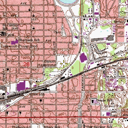 Topographic Map of Duluth Playground, MN