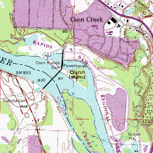 Topographic Map of Dunn Island, MN