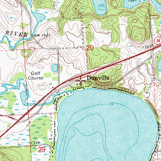 Topographic Map of Dunvilla, MN