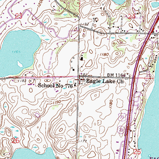 Topographic Map of Eagle Lake Church, MN