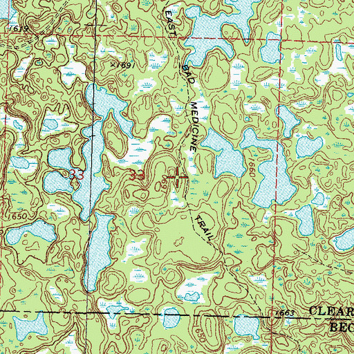 Topographic Map of East Bad Medicine Trail, MN