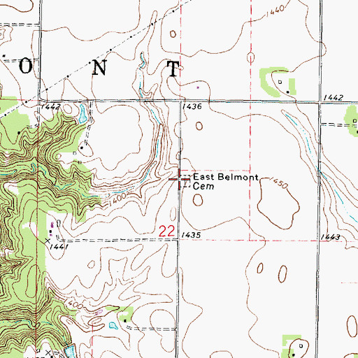 Topographic Map of East Belmont Cemetery, MN