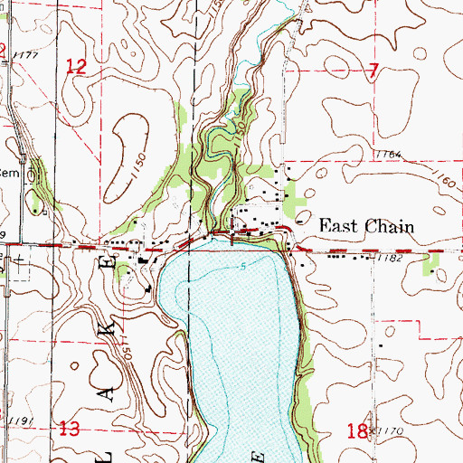 Topographic Map of East Chain, MN