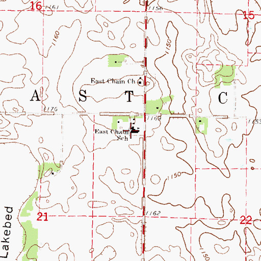 Topographic Map of East Chain School, MN