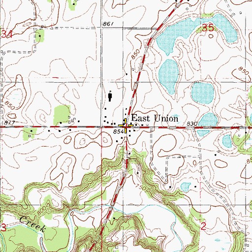 Topographic Map of East Union, MN