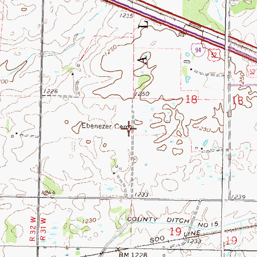 Topographic Map of Ebenezer Cemetery, MN