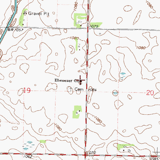 Topographic Map of Ebenezer Church, MN